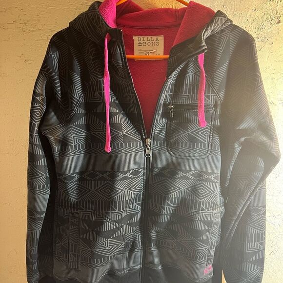 Billabong Jackets & Blazers - Billabong Black and Pink Hoodie
